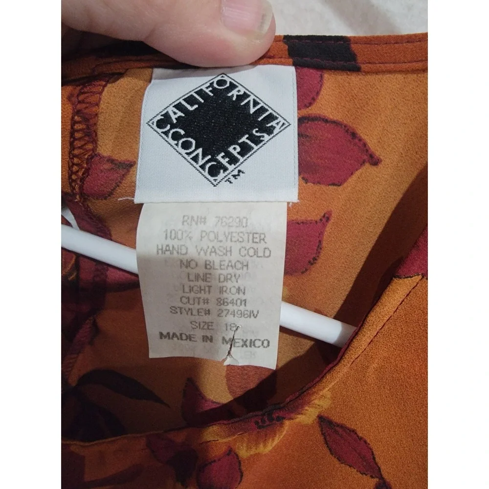 NWT VTG 90s California Concepts‎ Floral Border Print Midi Dress Plus 18 Boho Y2K